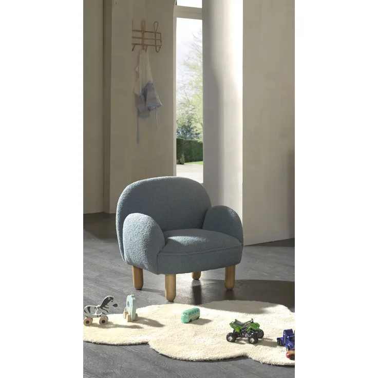 Kindersessel, Bezug Bouclè Blau