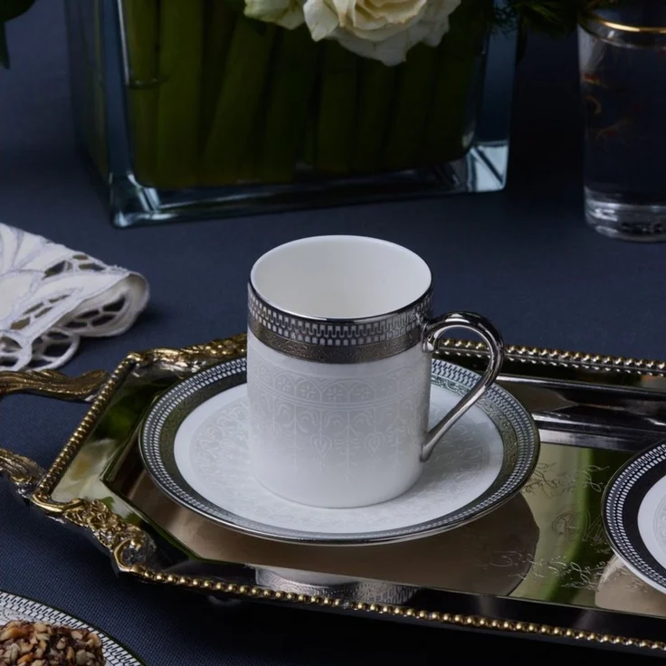 Karaca Kaffeeservice Karaca Royal Bone Kate 90ml Kaffeettase mit Untertasse für 6 Personen – Bild 3