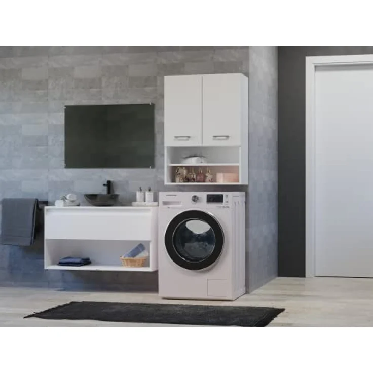 ibonto HÄNGESCHRANK Laminierte Platte Weiß 64 cm Breite, 90 cm Höhe und 30 cm Tiefe (H 90 x T 30 x B 64 cm) – Bild 3