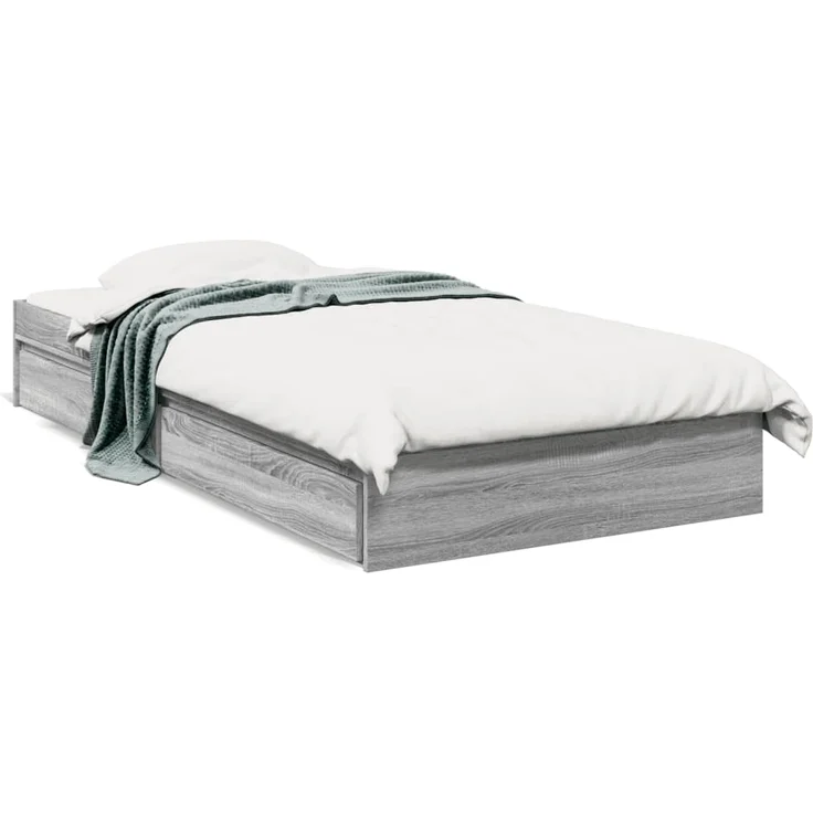 vidaXL Bettgestell mit Schubladen Grau Sonoma 75x190 cm Holzwerkstoff 3280718 – Bild 1