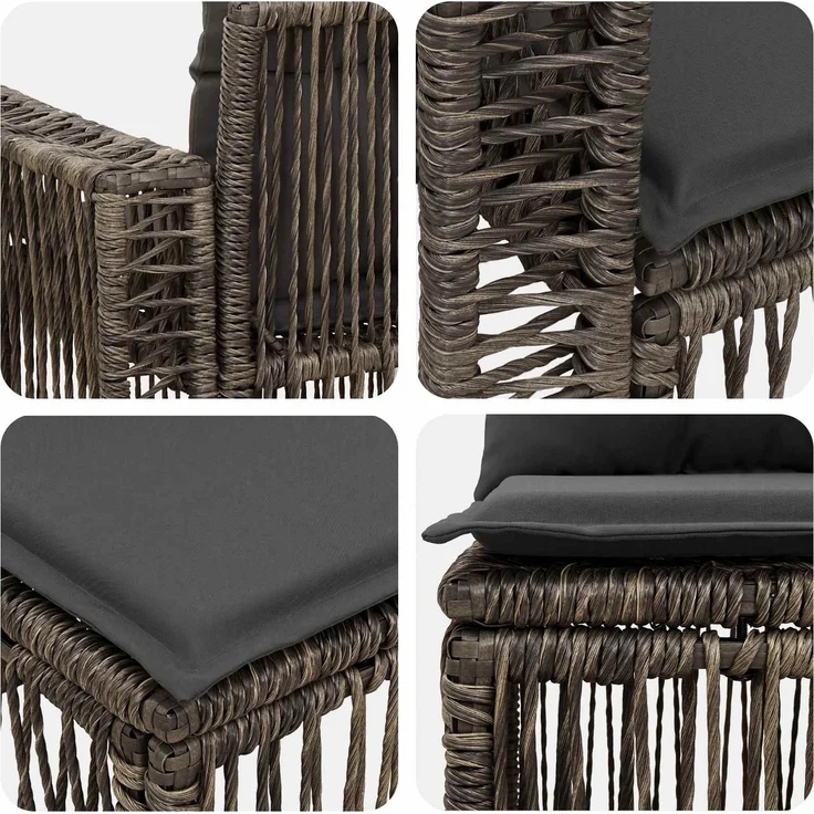 vidaXL Gartensofa-set 7 stk. 7-Sitzer Grau und Dunkelgrau Poly-Rattan 3435134 – Bild 6