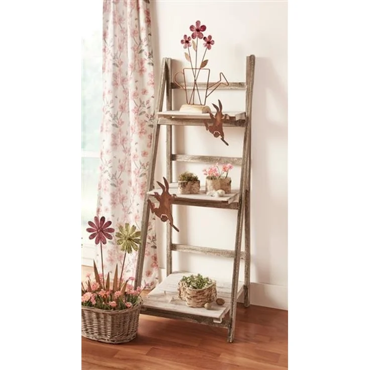 Klappregal aus Holz, weiß / braun, Shabby Chic, 3 Böden – Bild 2