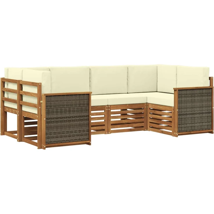 vidaXL Outdoor-Sofagarnitur 6 stk. 6-Sitzer Natur und Creme 3384766 – Bild 2