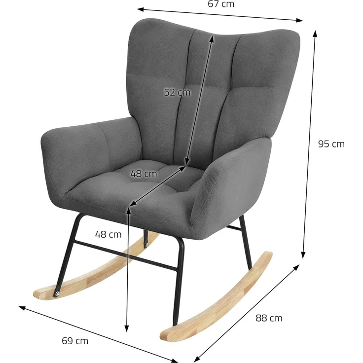 ML-DESIGN Stuhl Schaukelsessel Ohrenstuhl Schaukelstuhl Akzentstuhl Schwingstuhl (1 St), Stillsessel ideal für Wohn- & Babyzimmer Schwingsessel Frottee-Optik – Bild 6