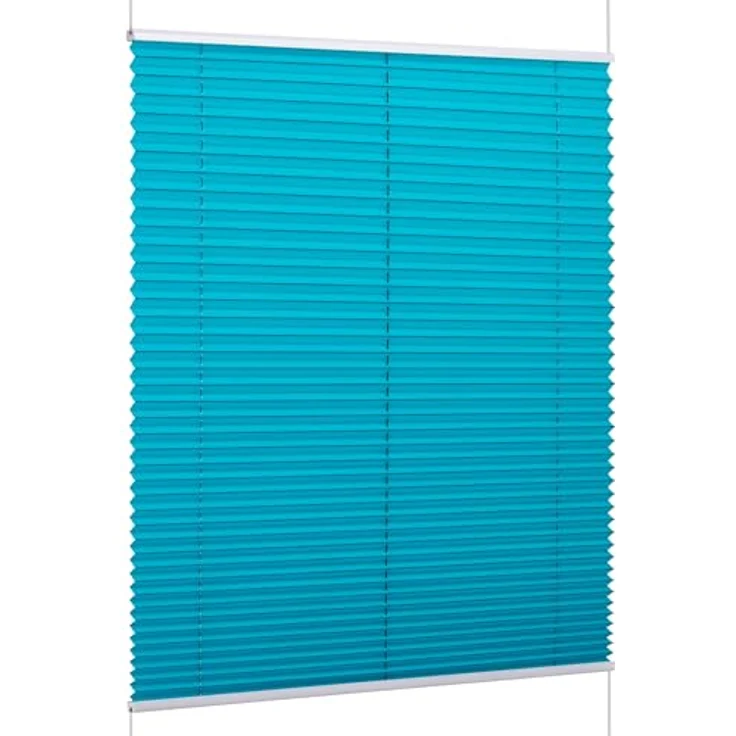 K-home Klemmfix-Plissee Florida Petrol 100x210 cm (B x L) einzigartiges Design mit bezauberndem Lichteffekt – Bild 2