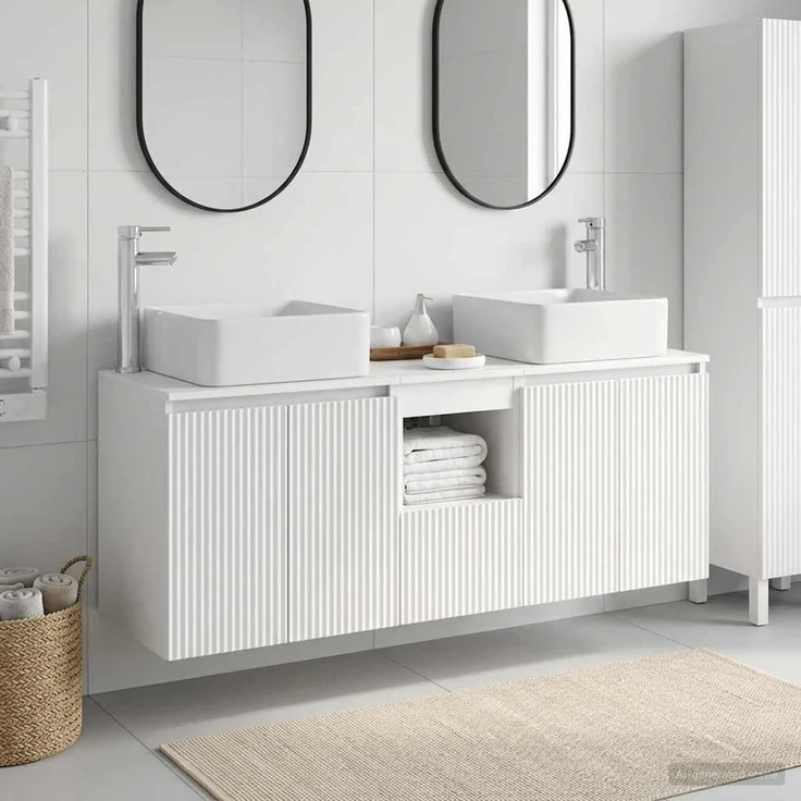 vidaXL Badezimmerschrank-Set 3 stk. Weiß 129 x 41 x 80 cm 3405637 – Bild 1