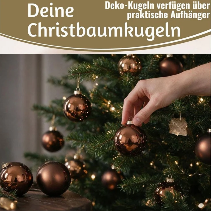 LS-LebenStil Weihnachtsbaumkugel 18-20 Design Glas Weihnachtskugeln 6cm Braun Espresso Christbaum Deko (18 St), Edle Weihnachtsdeko Matt / Glänzend Weihnachtsbaumschmuck Deko Kugeln – Bild 4