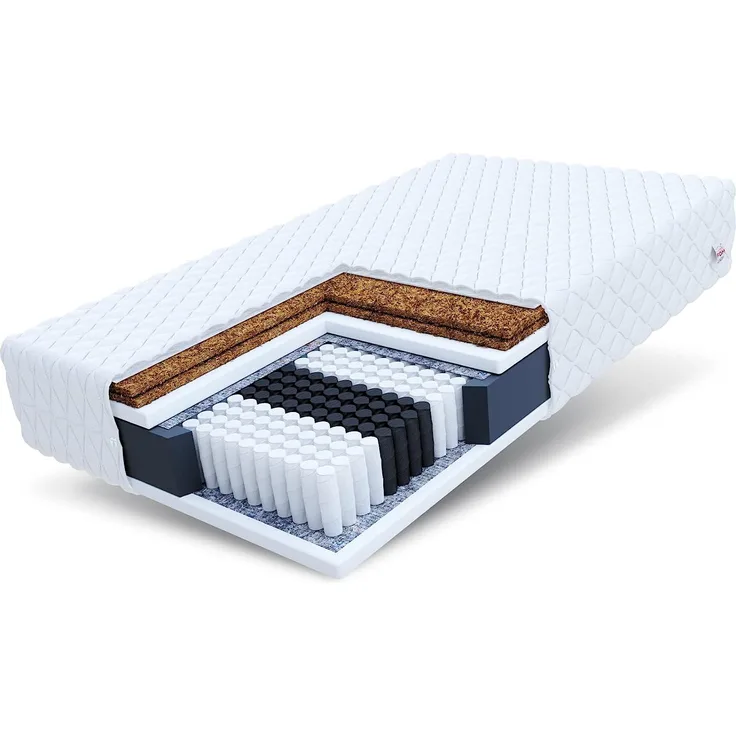 FDM GRADO Multipocket-Taschenfederkernmatratze 180x200 cm 7 Zonen Kokos Schafwolle-Füllung Härtegrad H4/H5 Waschbarer Bezug Öko-Tex Allergikergeeignet