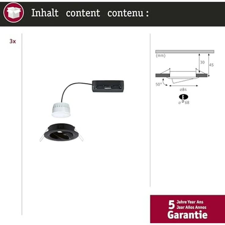 Paulmann 92437 LED Einbauleuchte Nova Coin 3er-Set Zigbee RGBW Schwarz matt – Bild 4