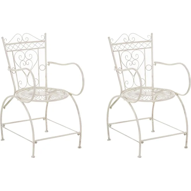 CLP 2er Set Stühle Sheela handgefertigt mit antiker Patina - Farbe:antik-creme