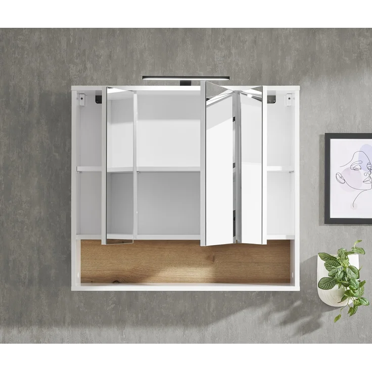 Badezimmerspiegelschrank >Liguria< in Weiß / Evoke Eiche Dekor - 80x72x21cm (BxHxT) – Bild 8