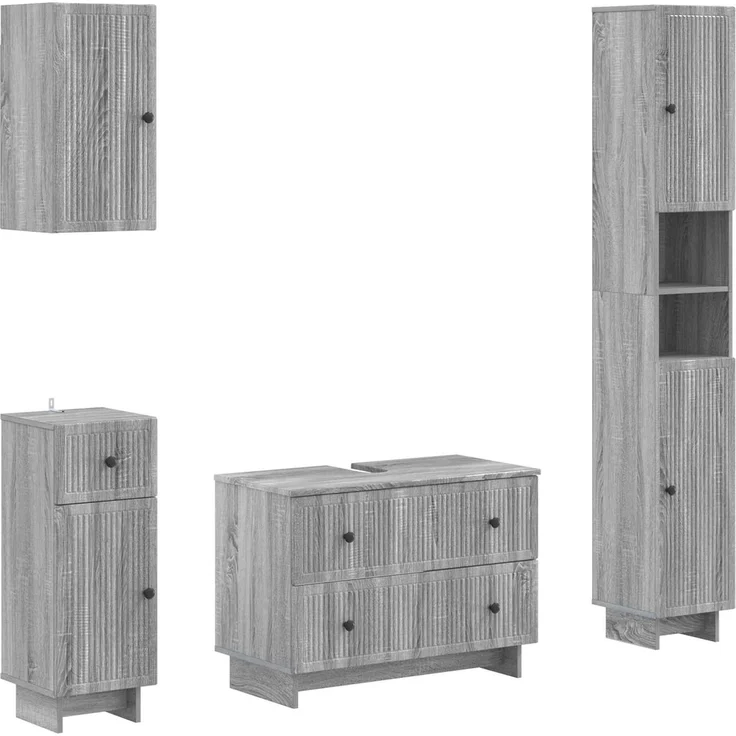 vidaXL 4-teiliges Badezimmer-Schrank-Set EDE Sonoma-Grau Holzwerkstoff 3417906 – Bild 2