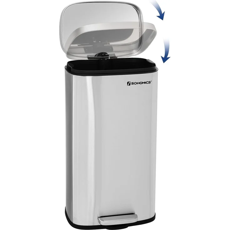 Songmics Mülleimer, geruchsdicht, Edelstahl, 30 Liter, Silber – Bild 2