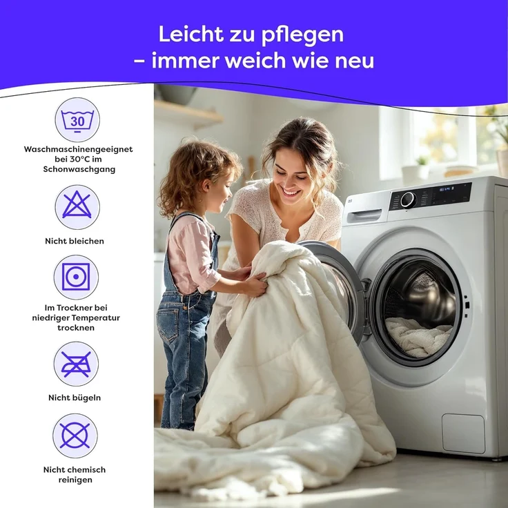 Wolkenfeld Daunenbettdecke Winterbettdecke Daunendecke Anti-Milben, Hypoallergen, Waschbar, Bezug: 100% Baumwolle, 135x200, 155x220, 200x200, 220x240 Gänsedaunen & Federn 500 g/m² – Bild 7