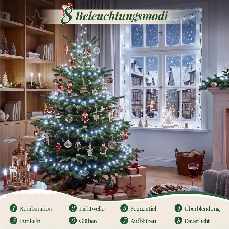 Salcar LED-Lichterkette 2m-100m LED Lichterkette Weihnachtsbaum 20-1660er LED Weihnachtsdeko – Bild 2