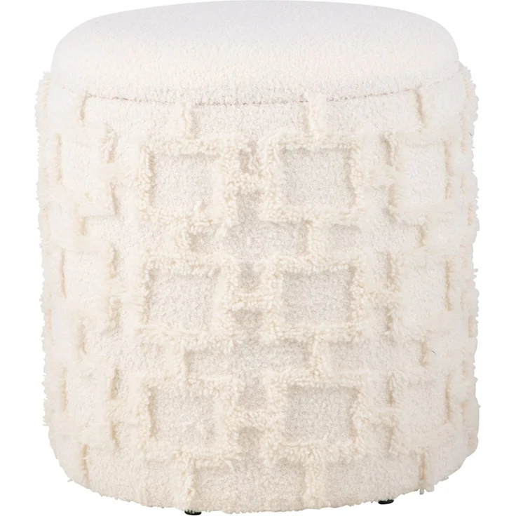 Sitzhocker mit Stauraum 45x40 cm Strukturstoff Creme Polsterhocker Wohnzimmer Schlafzimmer – Bild 6