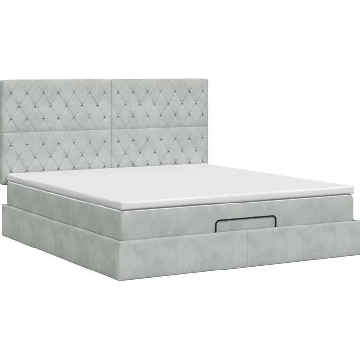 vidaXL Ottoman Bett mit Matratze Hellgrau 140 x 200 cm Samt 3457653 – Bild 8