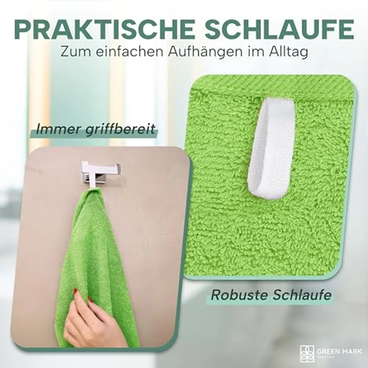 NatureMark 8er Spar-Pack Frottier Handtücher, Handtuch-Set, 50x100 cm, Apfel grün, 100% Baumwolle – Bild 7