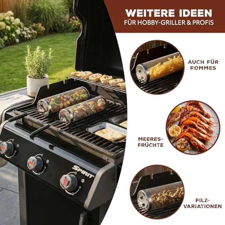 eluno Grillkörbe 2er Set aus Edelstahl, ca. 46 x 8,5 x 8,5 cm (B/H/T) – Bild 6