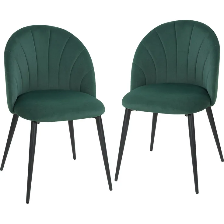 Armlose Esszimmerstühle mit gebogener Rückenlehne 2er-Set, Samt-Optik Akzentstühle für Küche, Wohnzimmer, Dunkelgrün--Dunkelgrün--79x52x54cm--CHENHAONING