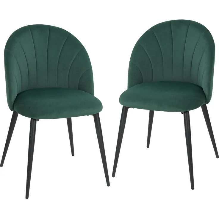 Armlose Esszimmerstühle mit gebogener Rückenlehne 2er-Set, Samt-Optik Akzentstühle für Küche, Wohnzimmer, Dunkelgrün--Dunkelgrün--79x52x54cm--CHENHAONING – Bild 1