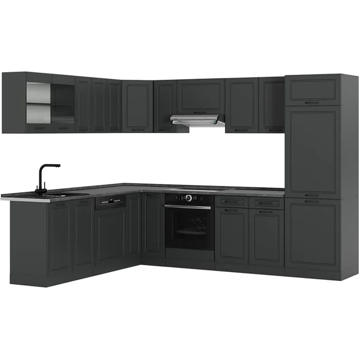 Eckküche R-Line Anthrazit Landhaus/Anthrazit 287 x 227 cm, AP Anthrazit Vicco – Bild 1