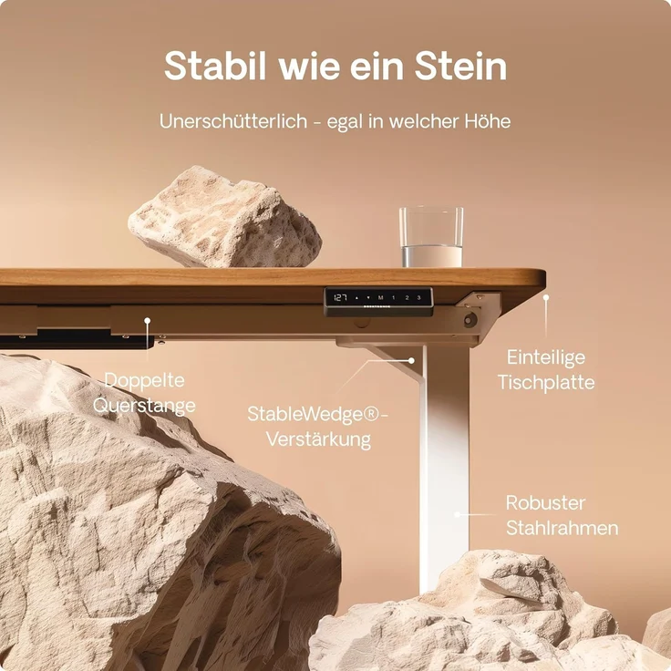 Desktronic HomePro Höhenverstellbarer Schreibtisch 120 × 60 cm – Elektrischer Schreibtisch Mit Zwei Elektrischen Motoren, Touchscreen-Steuerung und Integrierten USB-A- und USB-C-Ladeanschlüssen – Bild 4