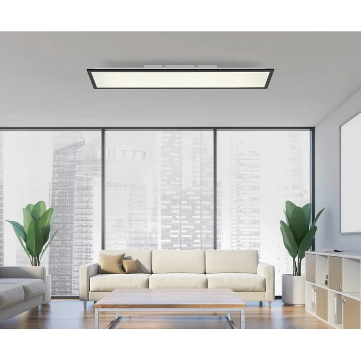 JUST LIGHT LED Deckenleuchte "Flat" 24 W, CCT Farbwechsel, Fernbedienung, 100x25 cm, Deckenlampe, Wohnzimmer Lampe – Bild 1