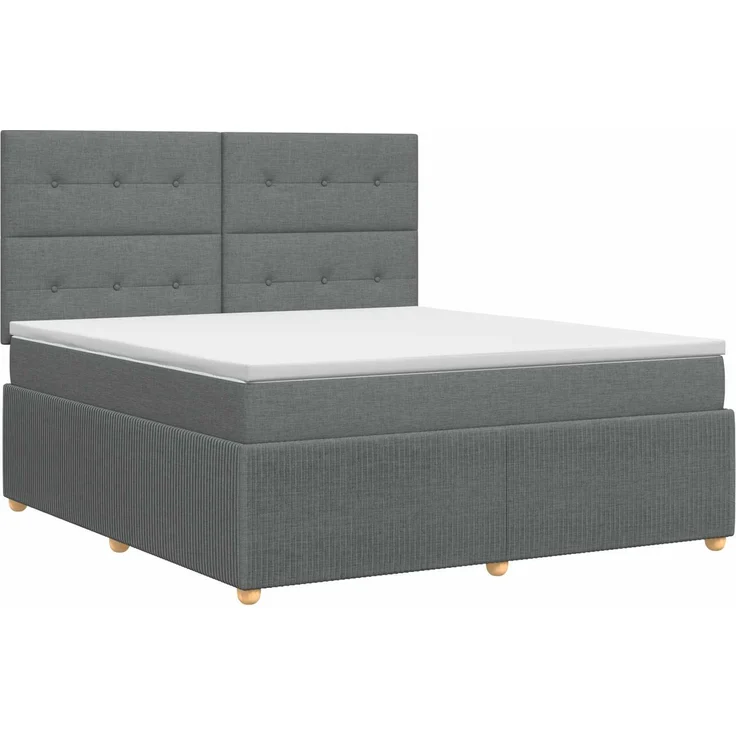 vidaXL Boxspringbett mit Matratze Dunkelgrau 160 x 200 cm Stoff 3454432 – Bild 2