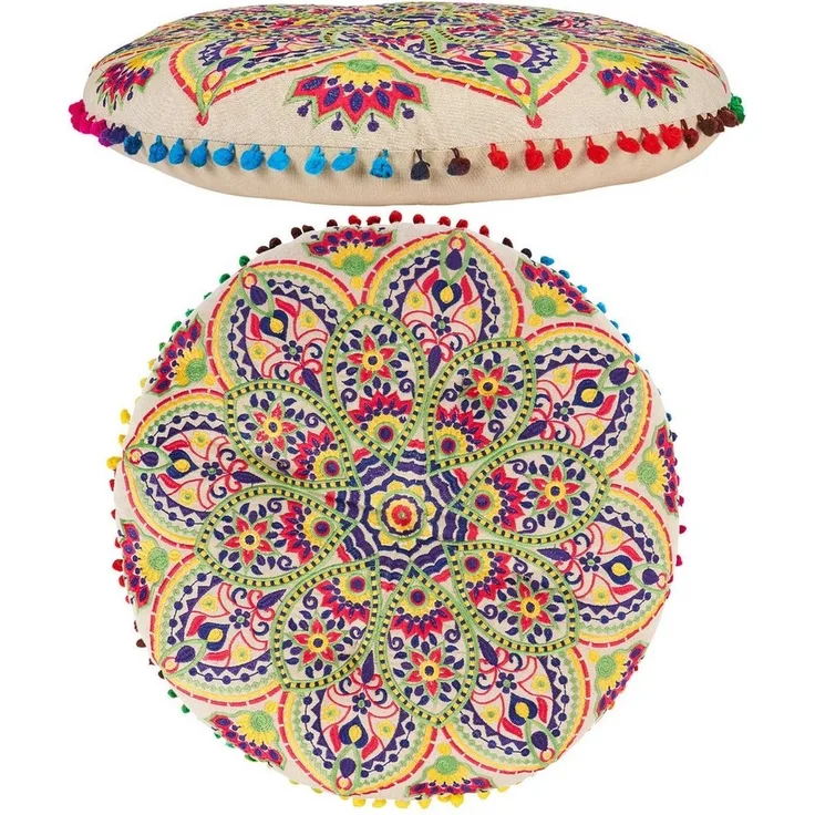 Marrakesch Orient & Mediterran Interior Hocker Boho Design Bodenkissen Sitzkissen Deko Hakika (1 St), Handarbeit