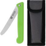 Klappbares Frühstücksmesser, mit Etui, Wellenschliff, Grün