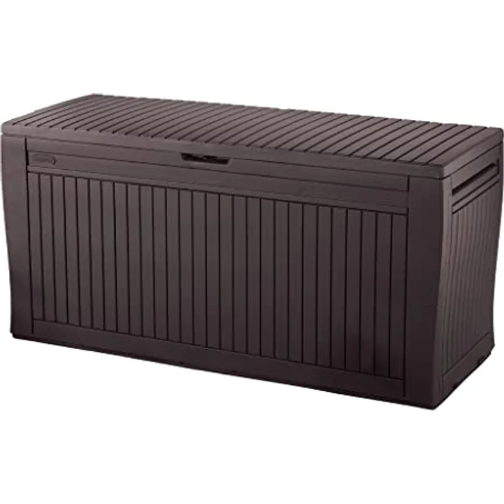 Curver Keter Comfy Gartenbox, Auflagenbox und Sitzmöglichkeit, 270L, braun, wetterbeständig – Bild 3