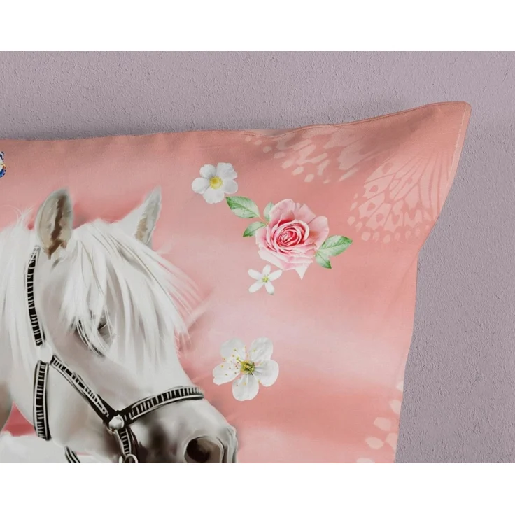 soma Bettwäsche kinderbettwäsche 135x200 mädchen bettwäsche 135x200 kinder sale Pferd, Renforcé, 2 teilig, Reißverschluss Wende Kind Mädchen Einhorn Rosa pink Unicorn Pferd – Bild 2