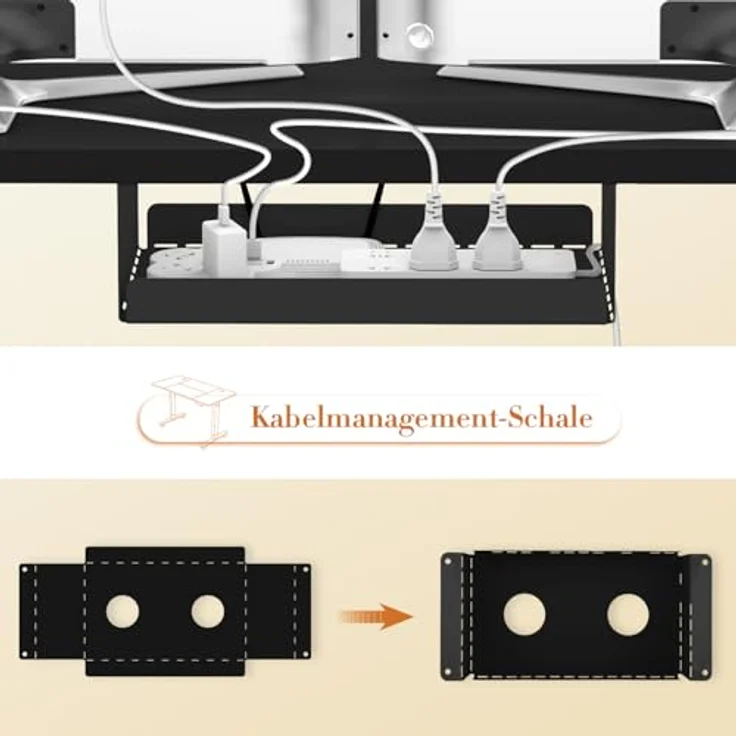 JUMMICO Elektrisch Höhenverstellbarer Schreibtisch 200x100 cm mit Ladestation, Höhenverstellbarer Computertisch mit Kabelmanagement, Ergonomischer Sitz-Steh-Schreibtisch Höhenverstellbarer Tisch – Bild 4