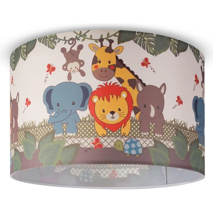 Paco Home Deckenleuchte Diamond 634, ohne Leuchtmittel, Kinderlampe Deckenlampe LED Kinderzimmer, Dschungel-Tiere, E27