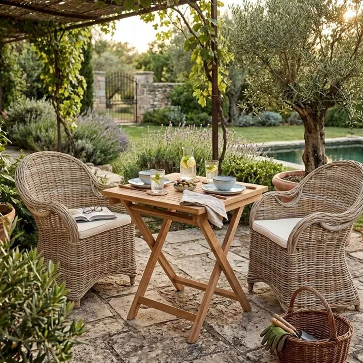Teak Klapptisch KURSI 70cm Natural Esstisch Gartentisch Balkontisch Massivholz – Bild 6