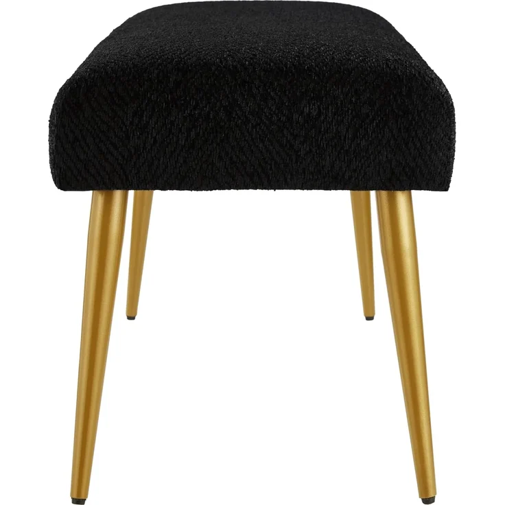 Ball & Cast gepolstert schwarz Eingang Bank für Schlafzimmer, Ende des Bettes Bank Ottoman Hocker mit gepolstertem Sitz & Metallbeine, schwarz – Bild 5