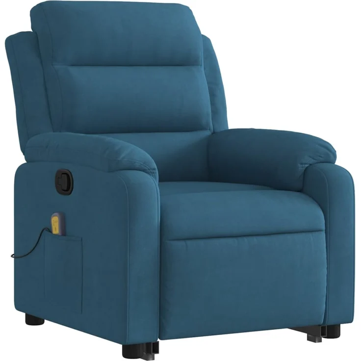 vidaXL Massagesessel mit Aufstehhilfe Blau Samt 3205113 – Bild 3