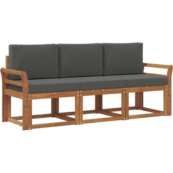 vidaXL Outdoor-Sofagarnitur 3 stk. 3-Sitzer Natur und Anthrazit 3365940 – Bild 2