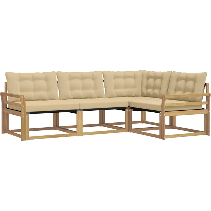 vidaXL Outdoor-Sofagarnitur 4 stk. Weiß und Beige 3388639 – Bild 2