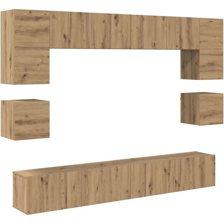 vidaXL TV-Schrankset Wandmontiert 8 pcs Artisan-Eiche Holzwerkstoff 3393323