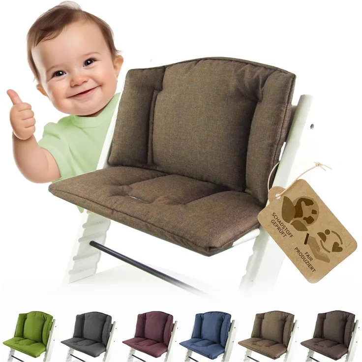 Bambiniwelt Sitzkissen, kompatibel mit Stokke 'Tripp Trapp' Hochstuhl, meliert hellbraun