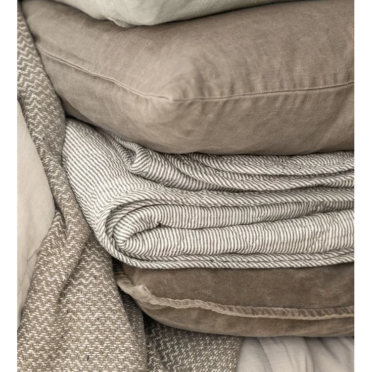 Ib Laursen - Decke Quilt Tagesdecke Gestreift Grau Weiß 180x130cm 0788-45 – Bild 2