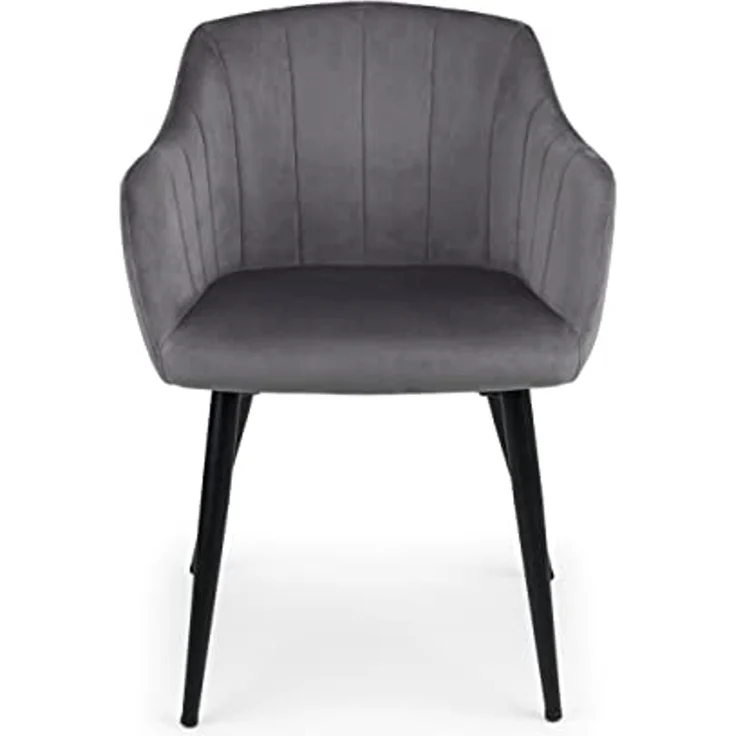 Julian Bowen Hobart Esszimmerstühle mit Wellenrand, Grau, 2er-Set – Bild 3