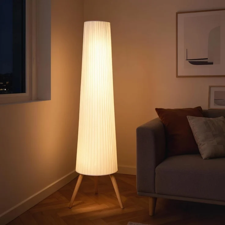 HOMCOM Stehlampe Dimmbar Stehleuchte mit Dreibein, Fußschalter, Dimmfunktion, LED fest integriert, Warmweiß, für Wohnzimmer Schlafzimmer, Weiß – Bild 6