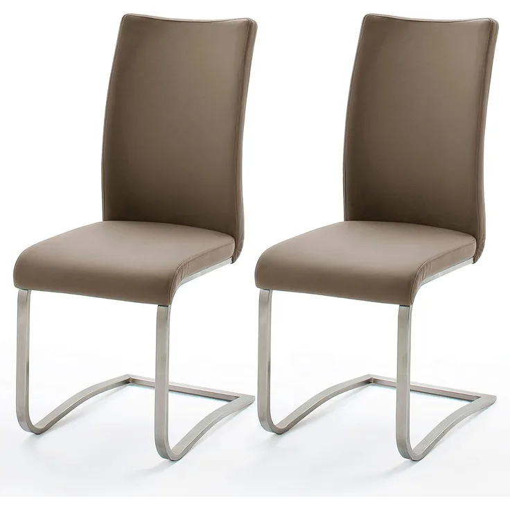 Esszimmerstuhl >Muvo II< (2er Set) in Cappuccino - 43x103x52 (BxHxT)