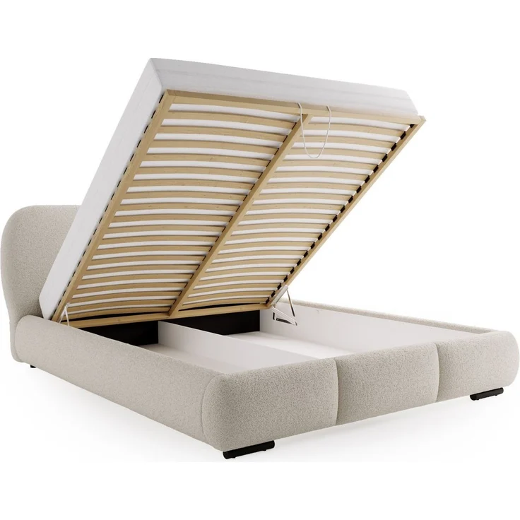 Compleo Polsterbett Wolkenbett, abgerundete Formen, Bouclé-Stoff, verschiedene Farben, TOPSELLER Stauraumbett MADE IN EU – Bild 3