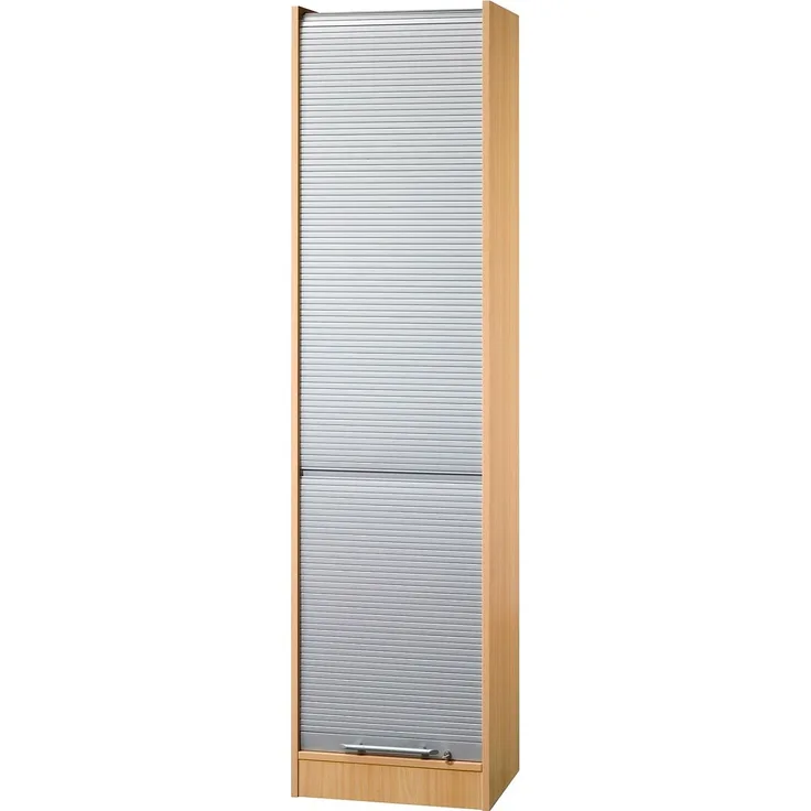 Rollladenschrank 50cm, 5OH RE Buche / Silber