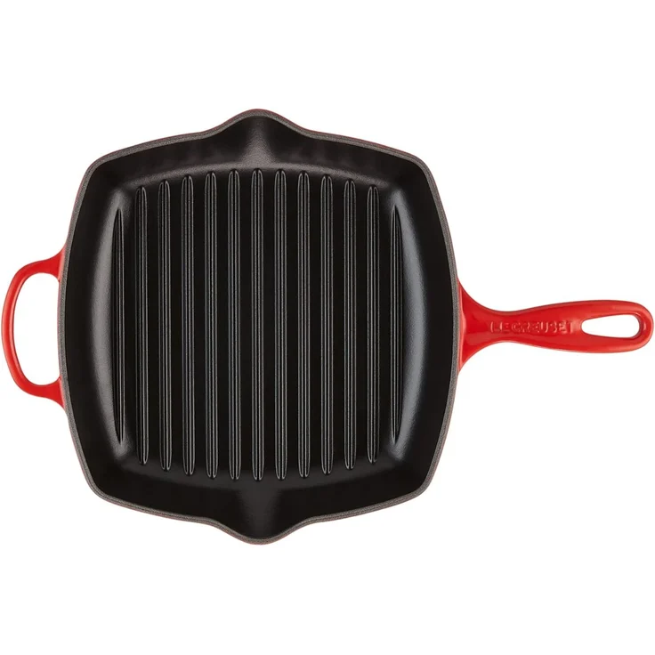 Le Creuset Signature Gusseisen-Grillpfanne Quadratisch 26 cm Kirschrot – Bild 4