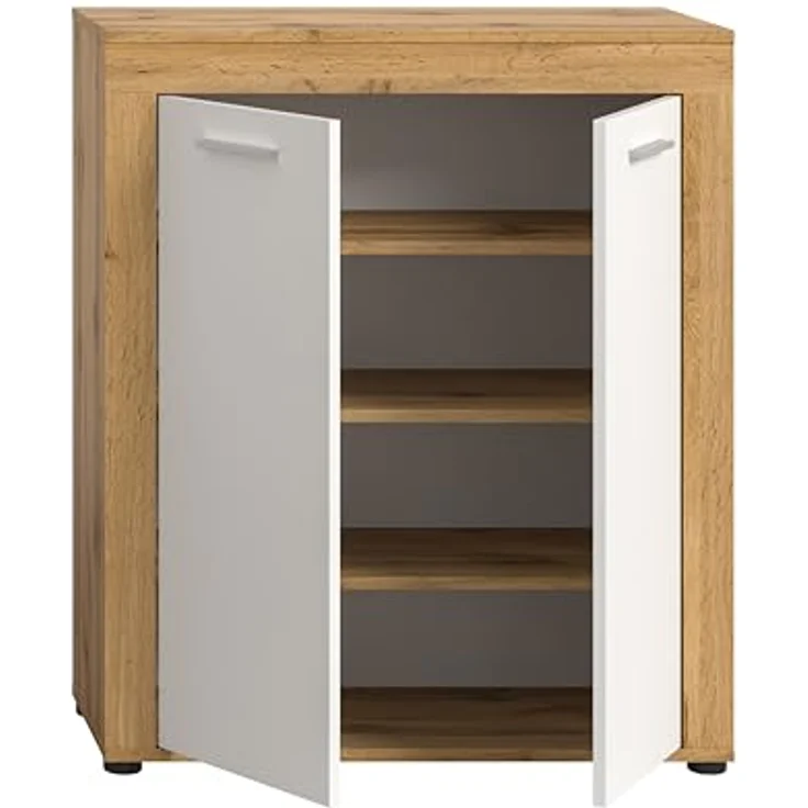 xonox. home Garderobe Jam X8BK6603 Schuhschrank Garderobenschrank Schrank in Wotan Eiche Nb, weiß. ca. 80 x 95 x 35 cm – Bild 6